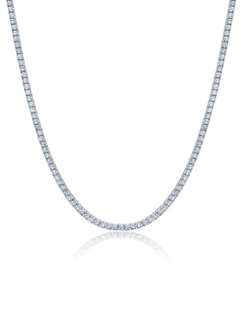 Crislu | 2mm Round Cut Tennis Necklace Finished in Platinum 905351N16CZ
