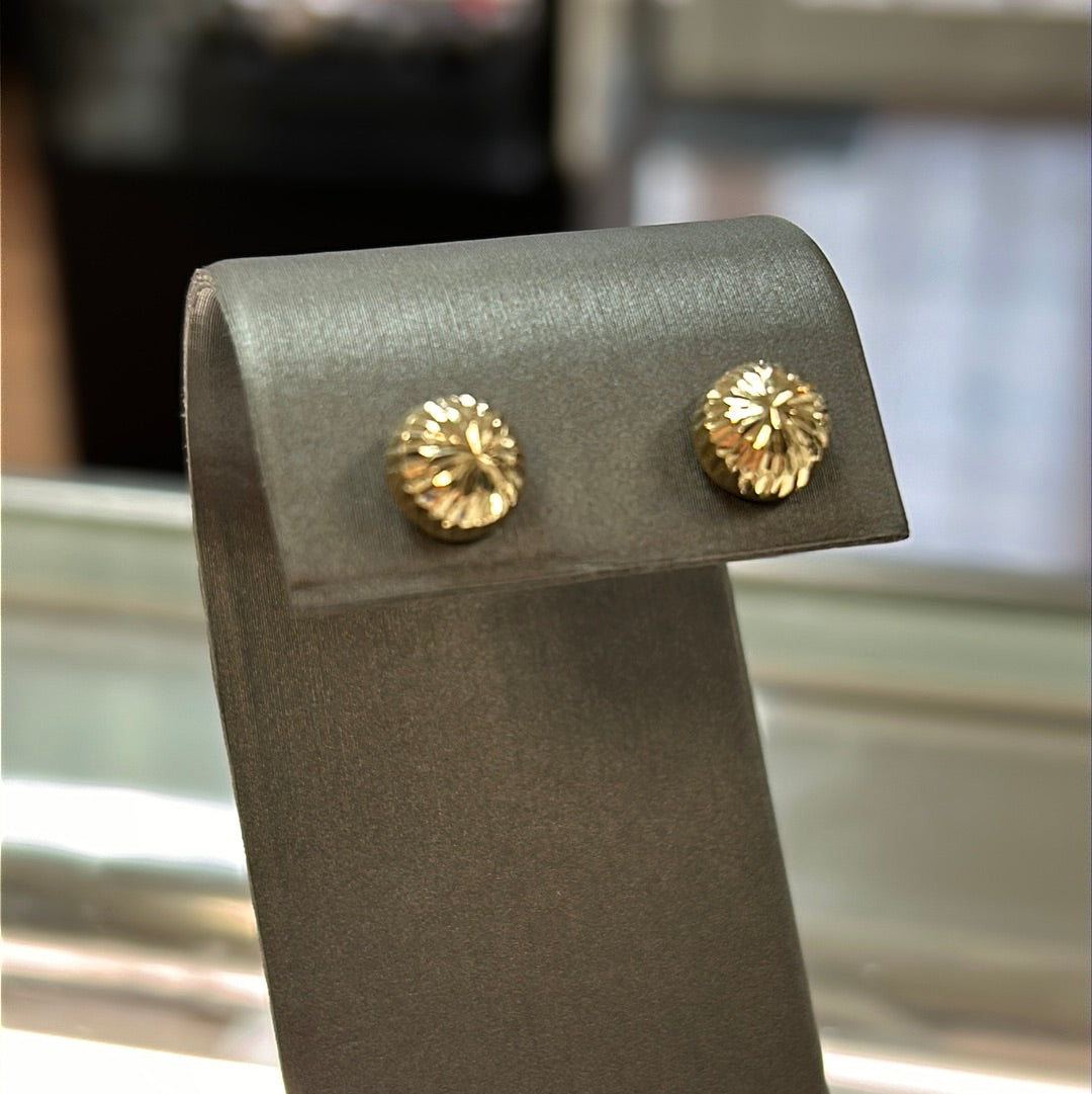 14K Yellow Gold Domed Earrings 8mm YE1696