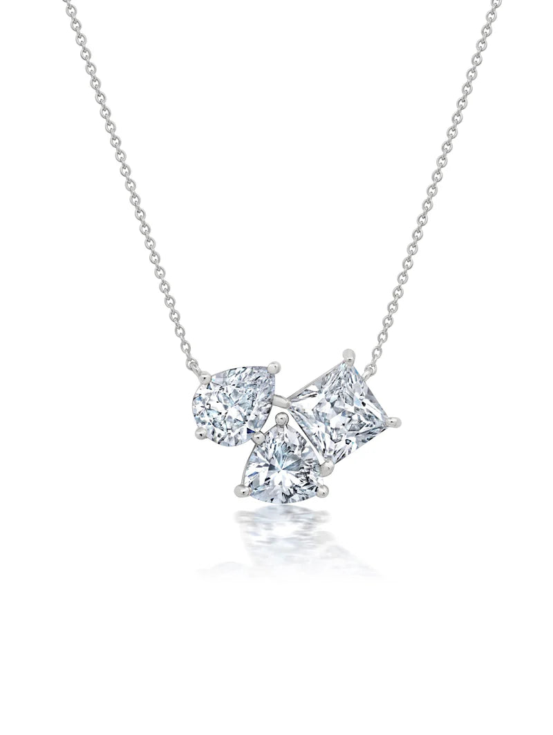 CRISLU Multicut 3 Stone 16'' Extending Necklace 9012575N16CZ