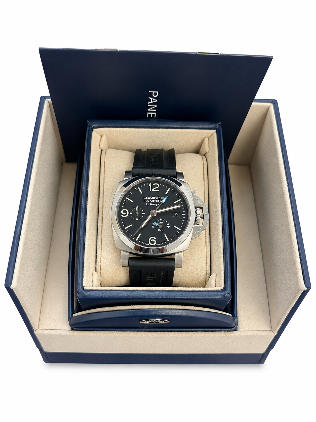 Panerai Luminor BiTempo - 44mm Brushed Steel Case - Black Dial