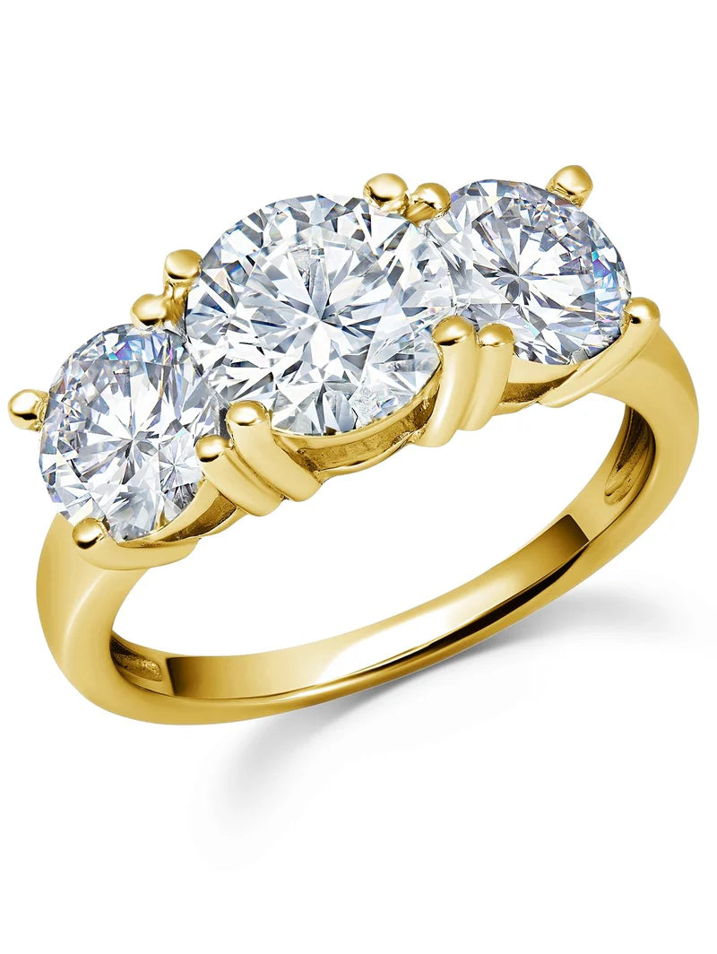 Crislu Classic Gold Three Stone Ring 302282R70CZ