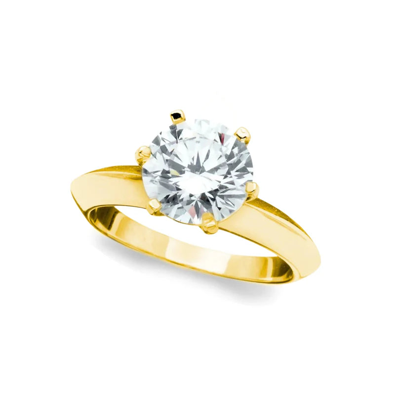 Crislu Classic Brilliant Solitaire Ring Finished in 18kt Yellow Gold 302430R70CZ