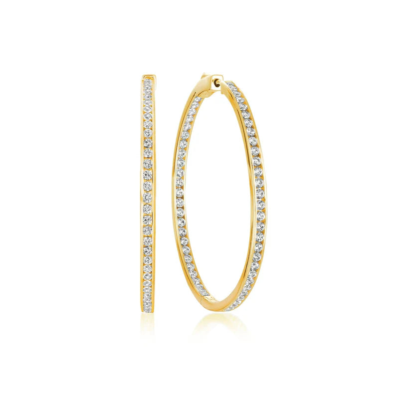 Crislu Classic Inside Out Hoop Earrings Finished in 18kt Yellow Gold - 1.3" diameter 309308E00CZ