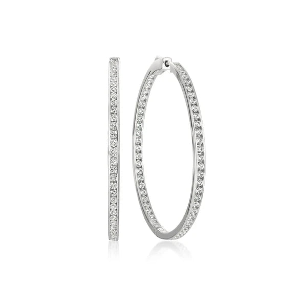 1.50cttw Classic Inside Out Hoop Earrings Finished in Pure Platinum - 1.3" diameter 909308E00CZ