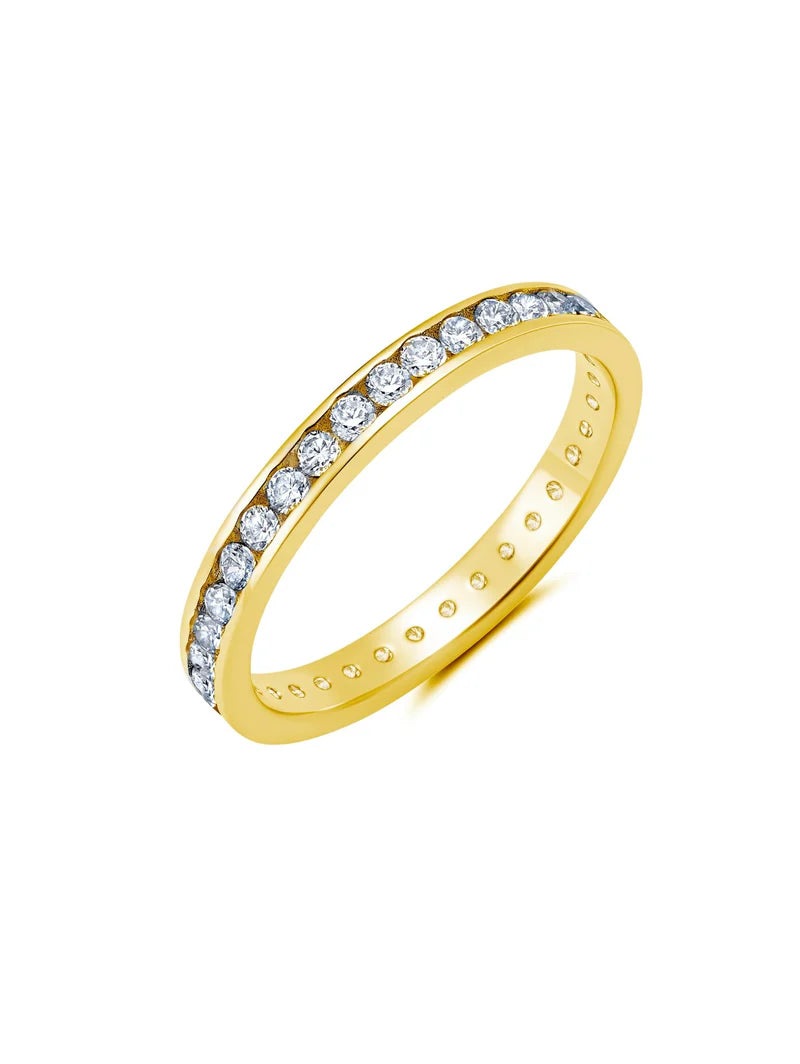 Crislu Clear Hand Set Cubic Zirconia Eternity Band Engagement Ring Finished In 18kt Yellow 3012278R60CZGold