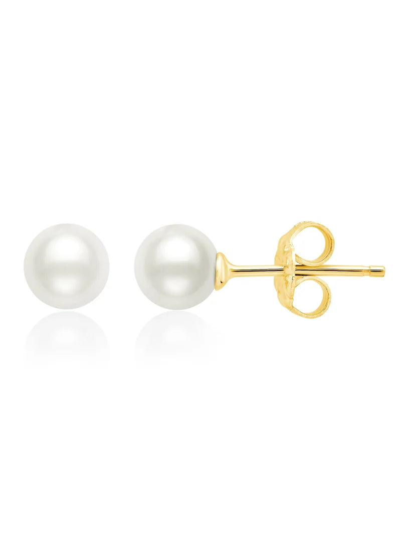 Crislu Genuine Pearl Stud Earrings In 18kt Yellow Gold 3011943E00PL
