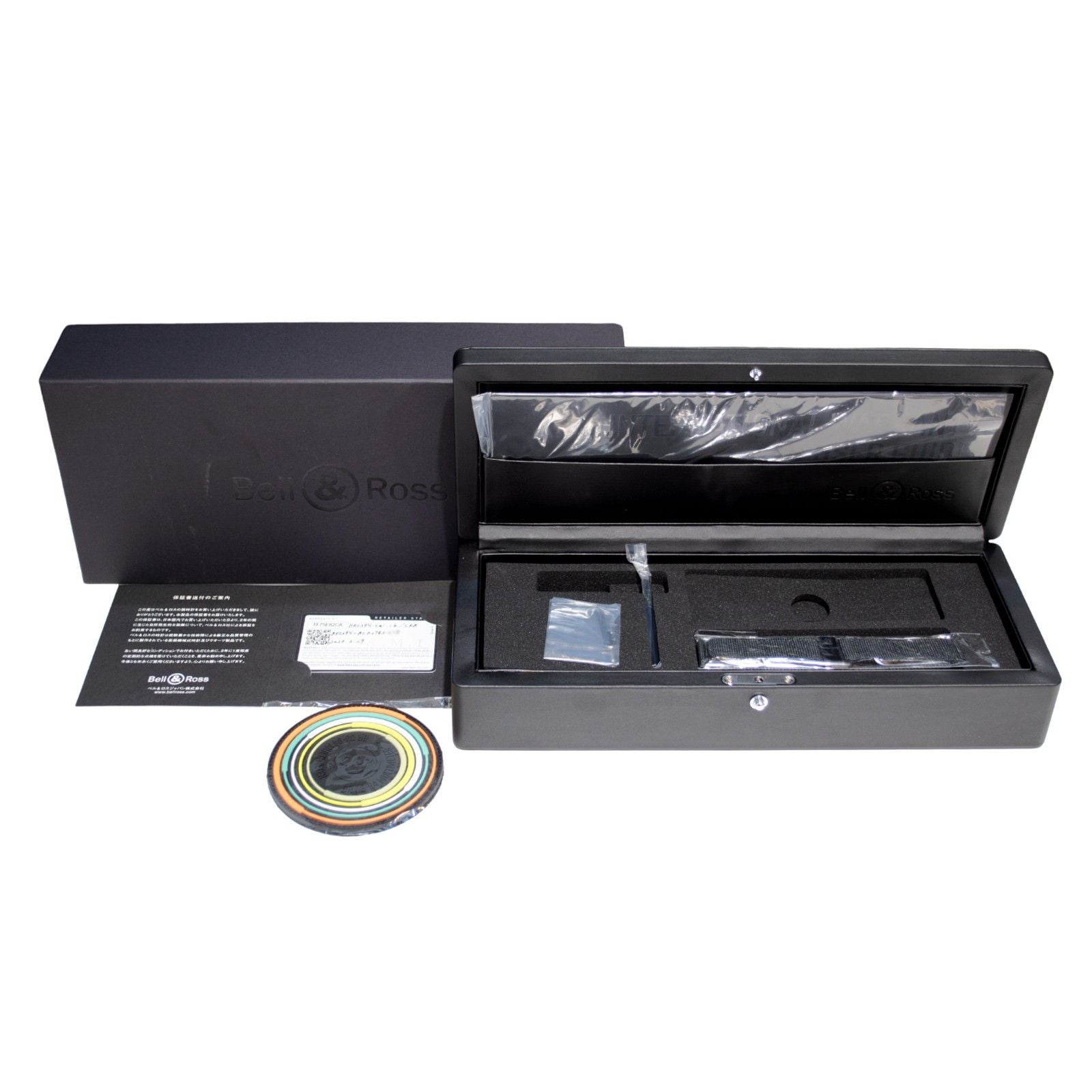 Preowned Bell & Ross BR-03 Chrono Multimeter 42mm black ceramic square watch with chronograph, rubber strap, and 100m water resistance