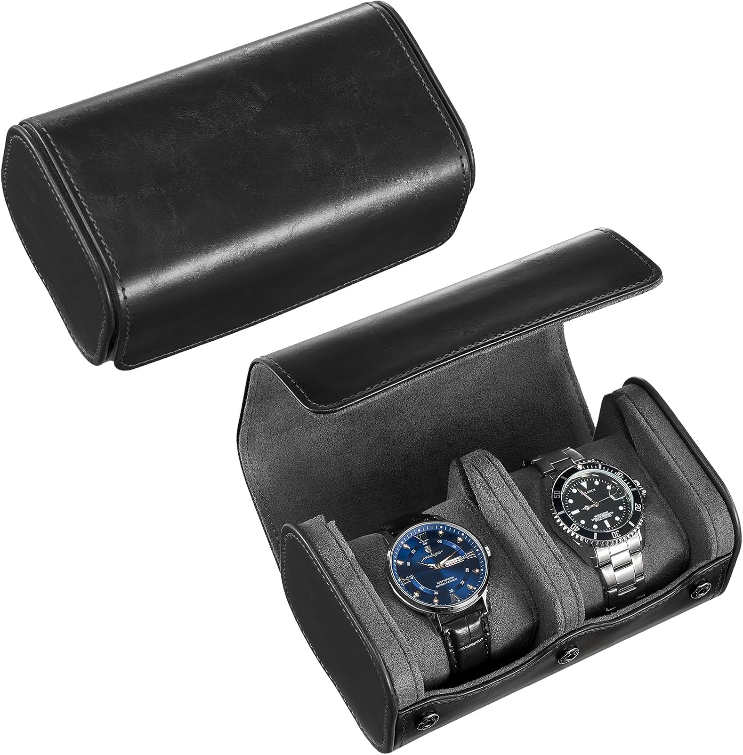Double Travel Leather Watch Roll