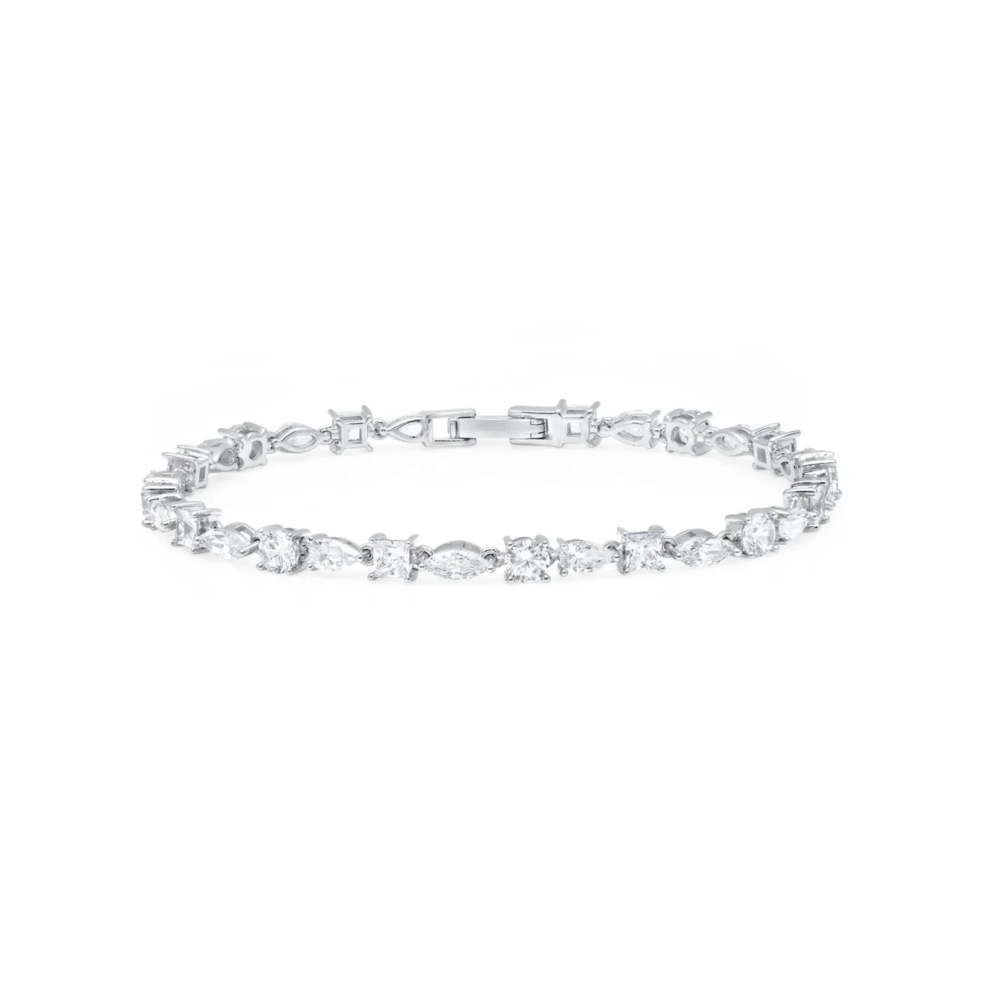 Multi Shape Tennis Bracelet Finished in Platinum