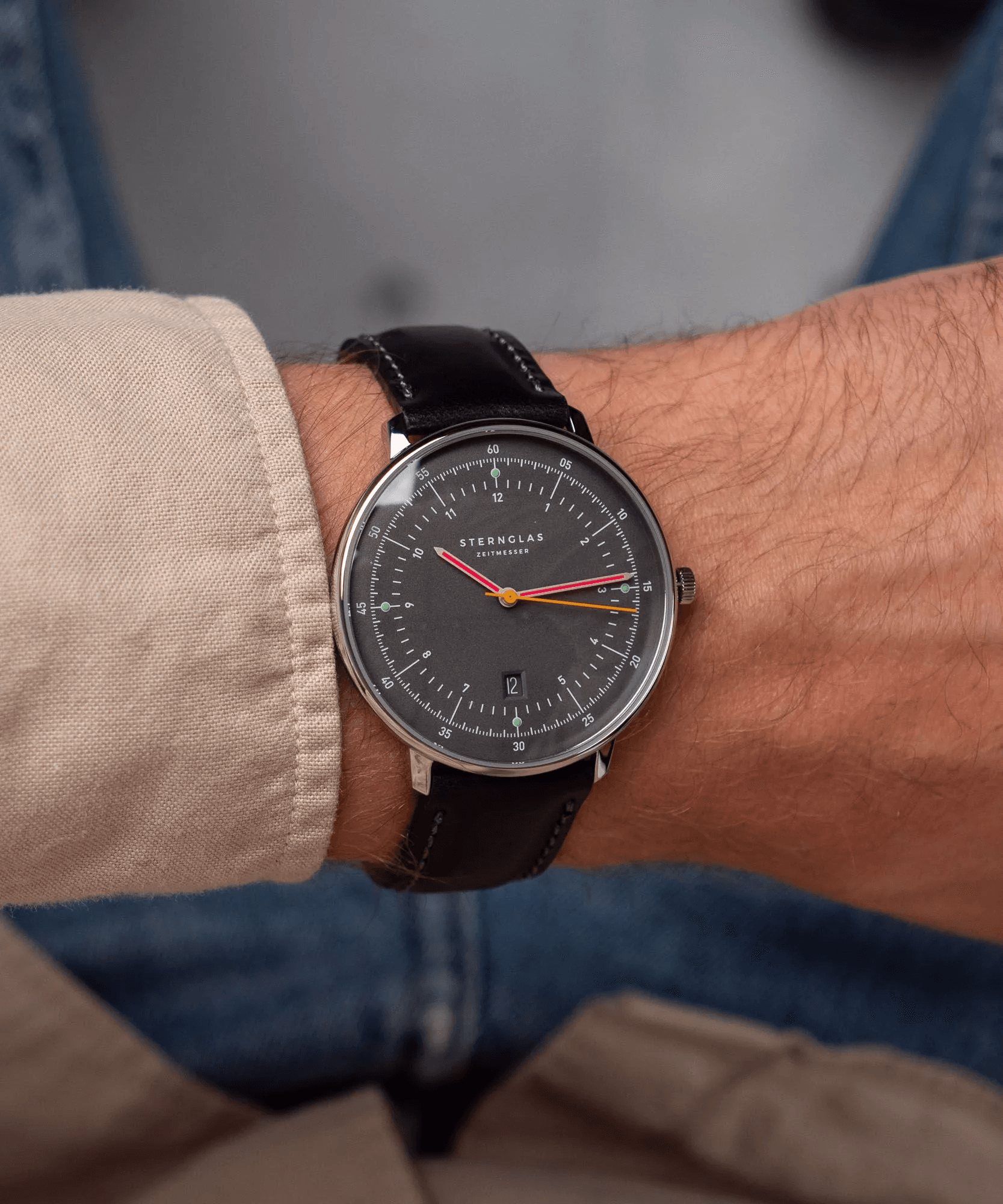 Sternglas | S01-HH39-BR02 Sternglas Hamburg Neugraphite watch