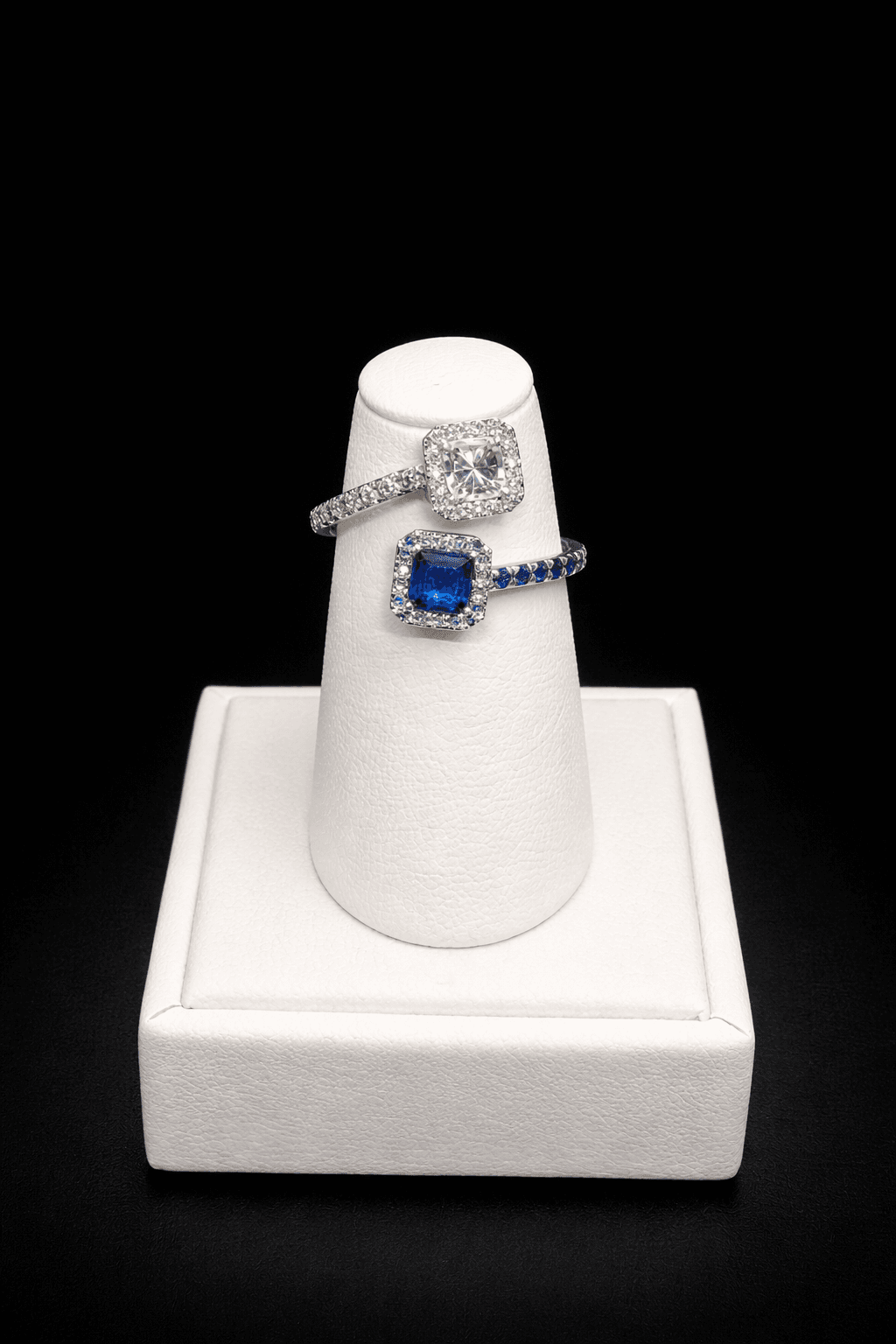 New Arrival! Toi Et Moi Ring In 14K White Gold With Radiant Shaped Sapphire And Diamond | FRG003827AWDBS