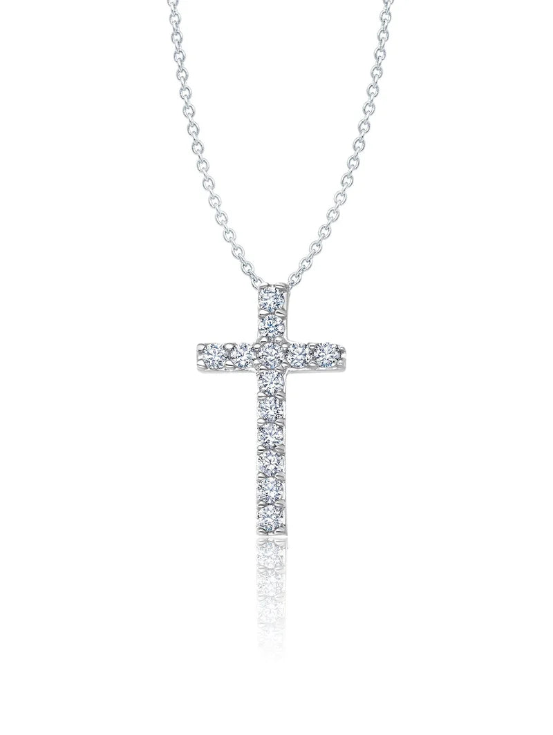 CRISLU Pave Cross Necklace Finished in Pure Platinum 9012244N16CZ