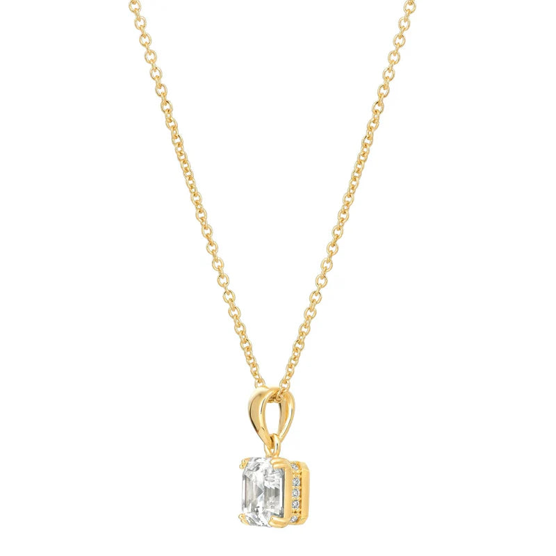 Crislu Royal Asscher Cut Pendant Necklace Finished in 18kt Yellow Gold 3011210N16CZ