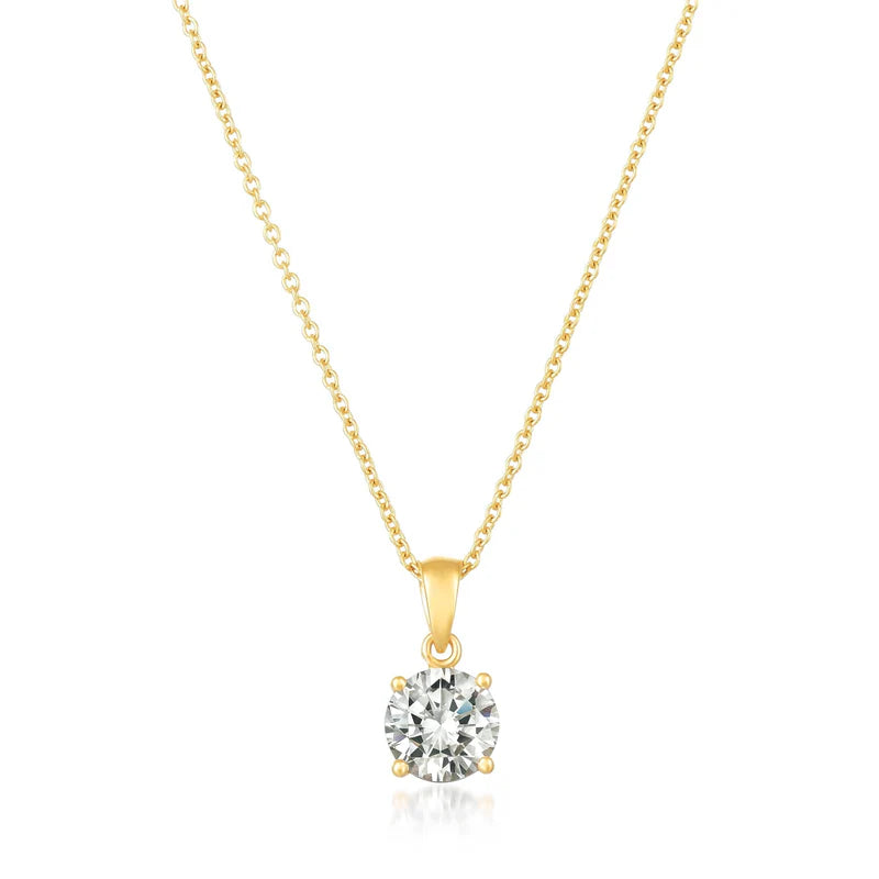Crislu Royal Brilliant Cut Pendant Necklace Finished in 18kt Yellow Gold 3011209N16CZ