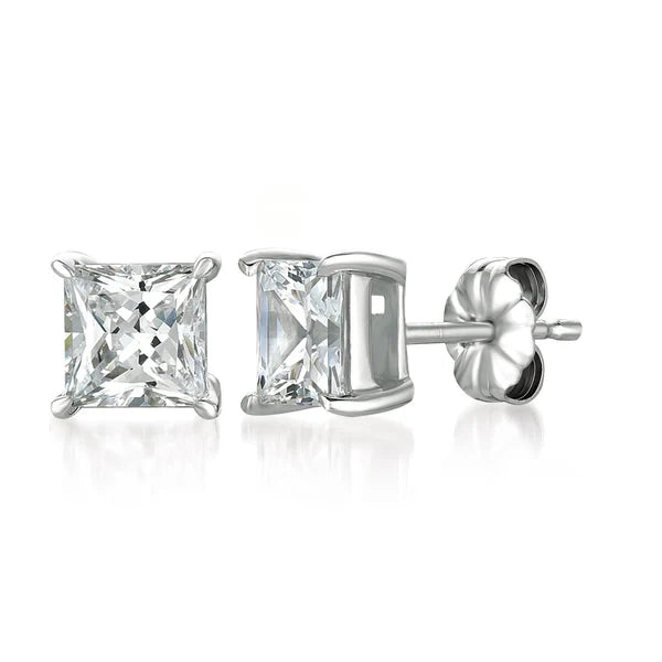 Solitaire Princess Stud Earrings Finished in Pure Platinum - 3.0 Cttw 902348E00CZ