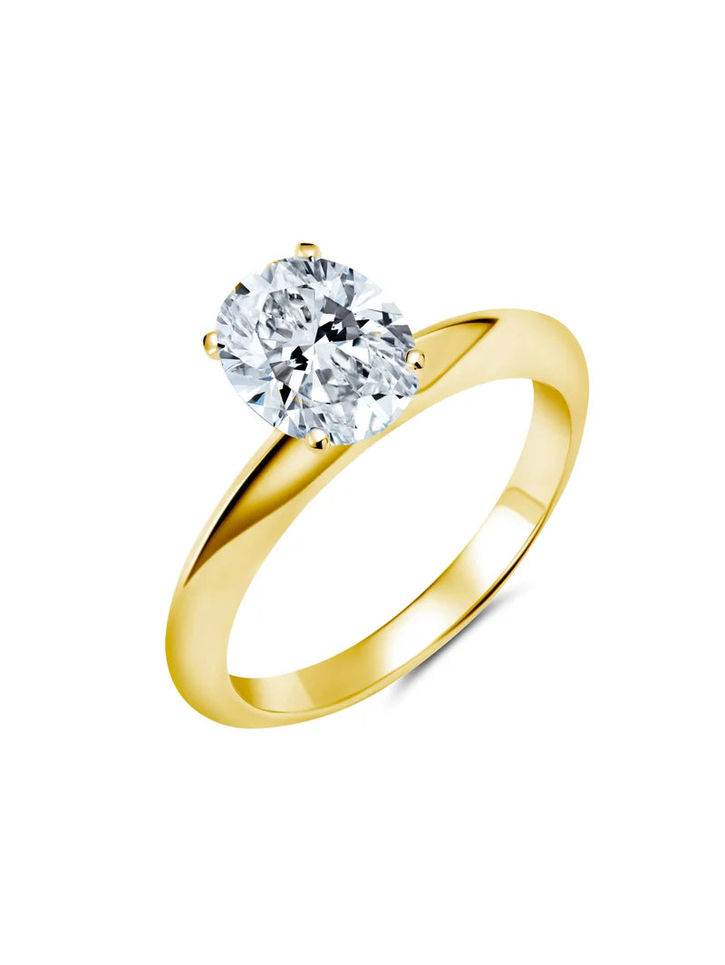 Crislu Tiffany Oval Cut Ring Finished In 18kt Yellow Gold 3012280R50CZ