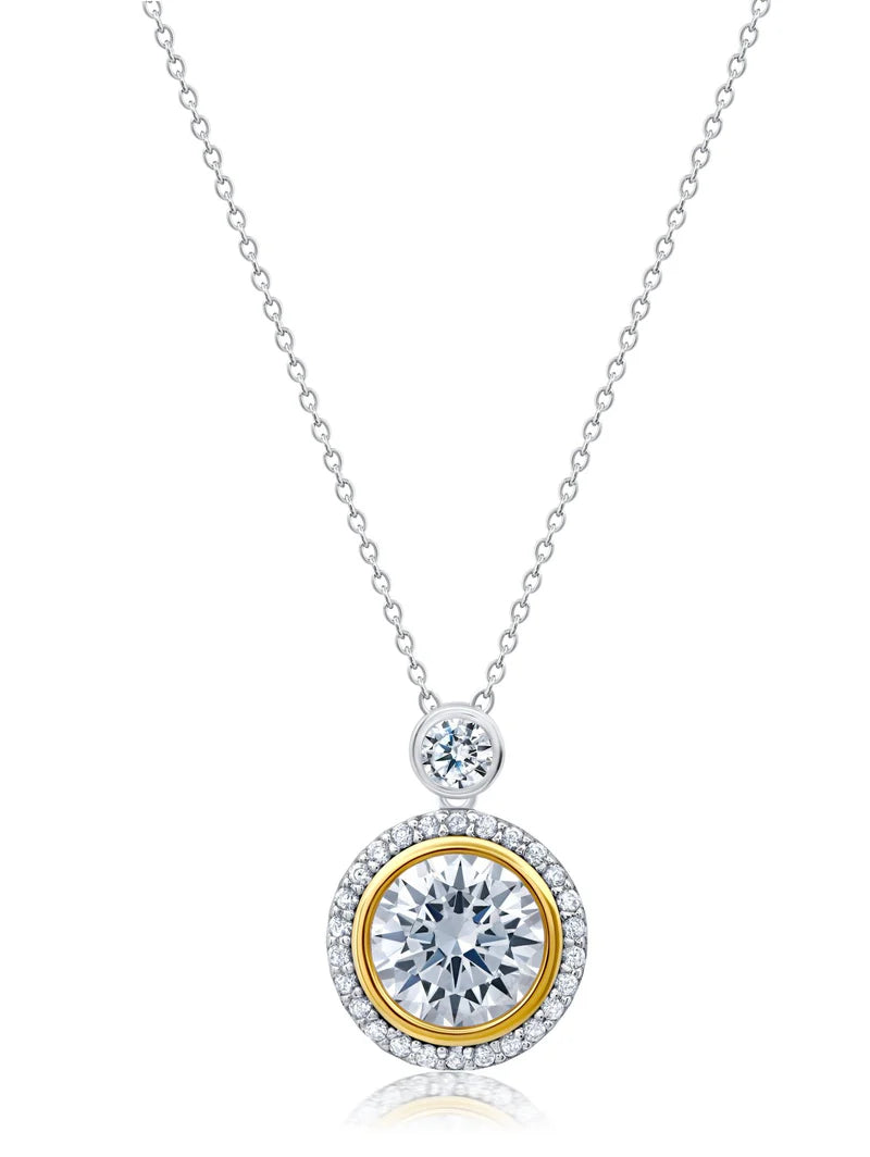 CRISLU Two Tone Halo Necklace 1012836N16CZ