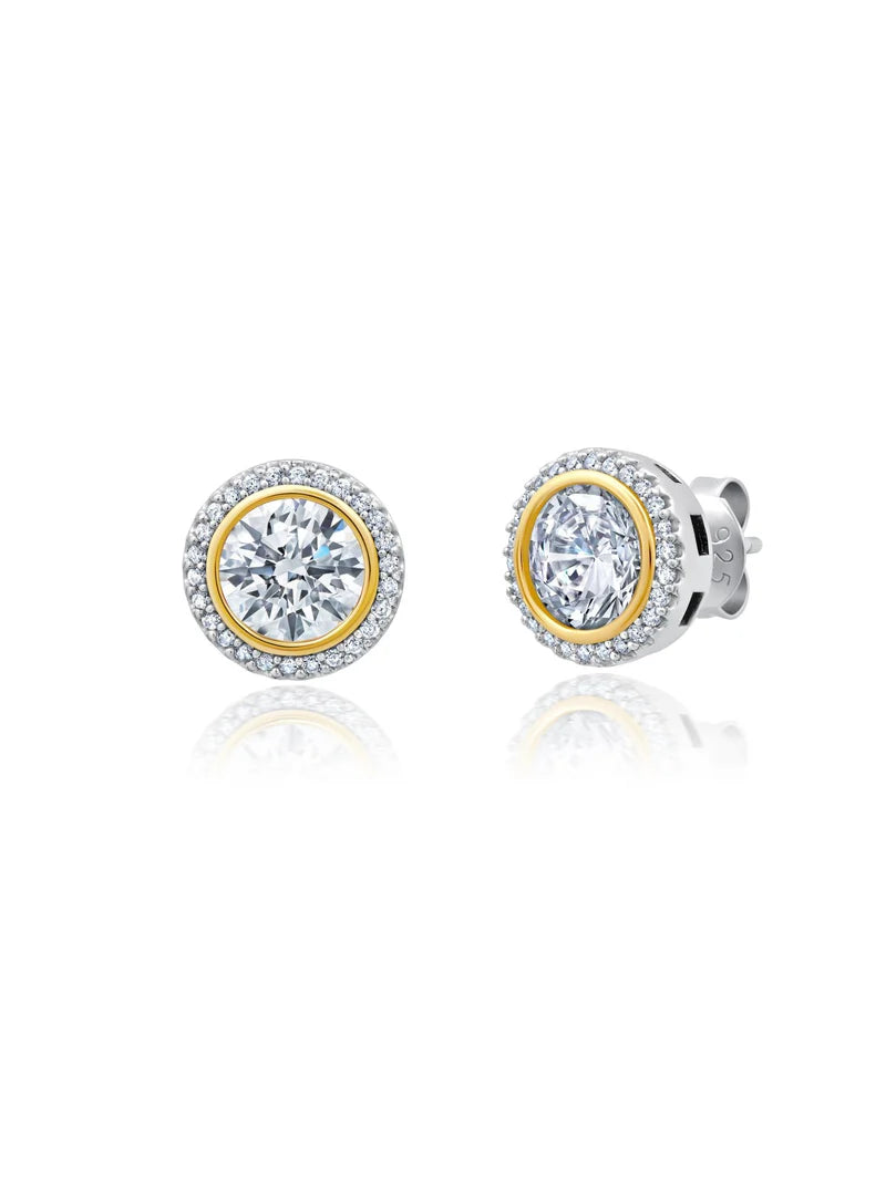 CRISLU Two Tone Halo Stud Earrings 1012837E00CZ