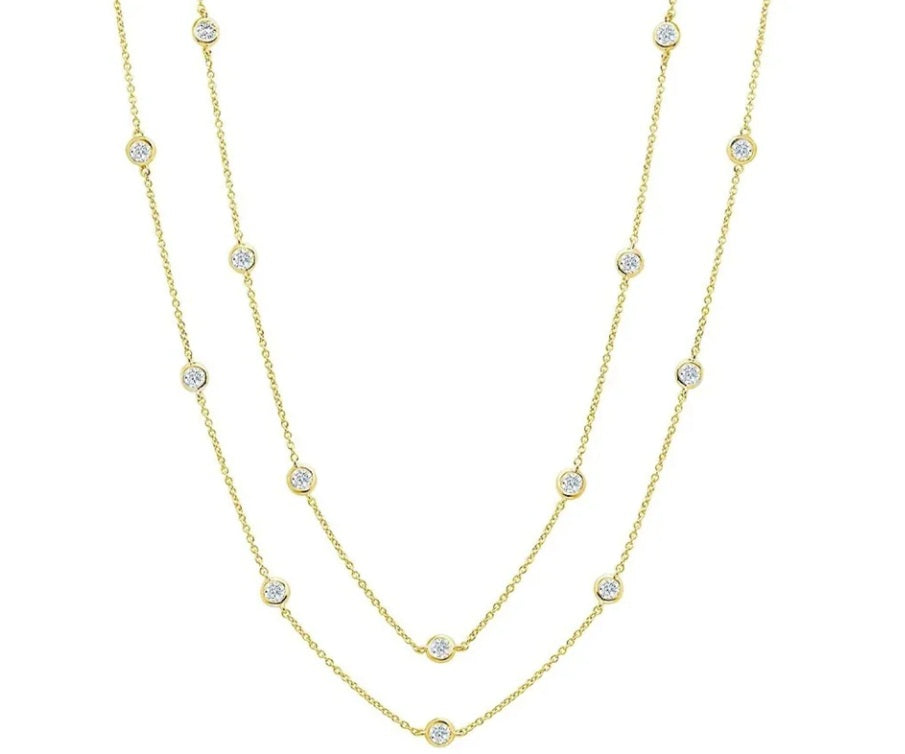 Crislu 4mm 36" Station Necklace Finished in Gold 3011124N36CZ
