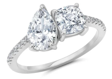 Crislu |Evermore Toi-et-Moi Pear and Cushion Ring Finished in Platinum 9013059R50CZ