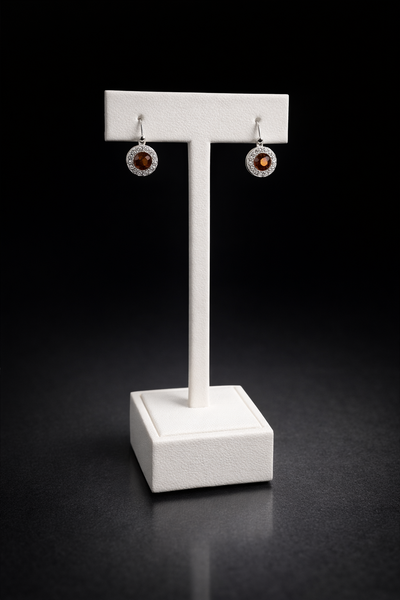 14K White Gold Diamond and Orange Sapphire Earrings | FER001495AWDOS