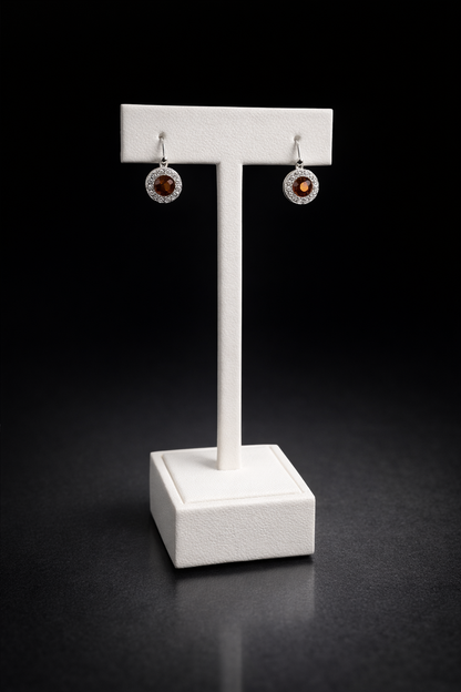 14K White Gold Diamond and Orange Sapphire Earrings | FER001495AWDOS