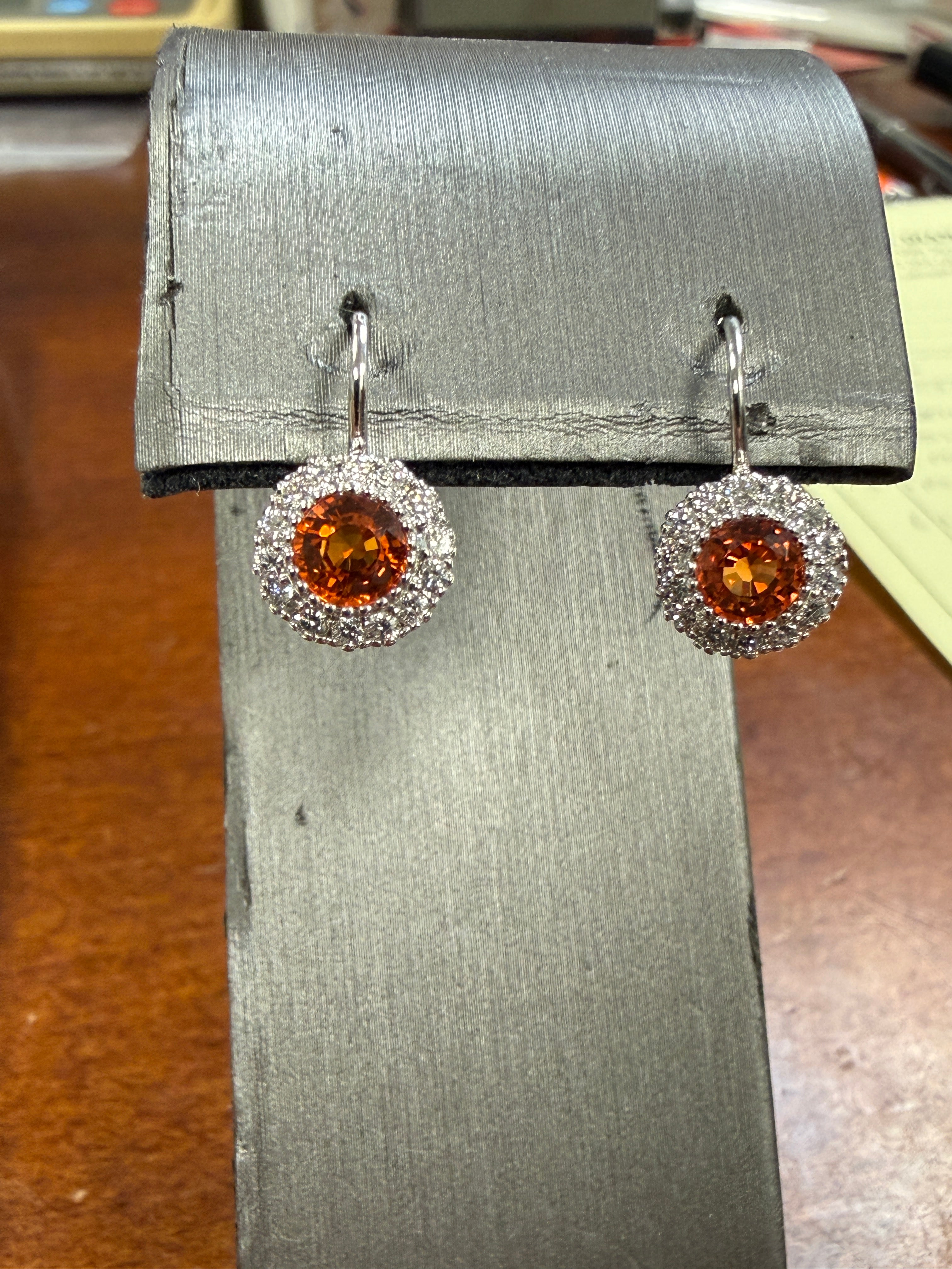 14K White Gold Diamond and Orange Sapphire Earrings FER001495AWDOS
