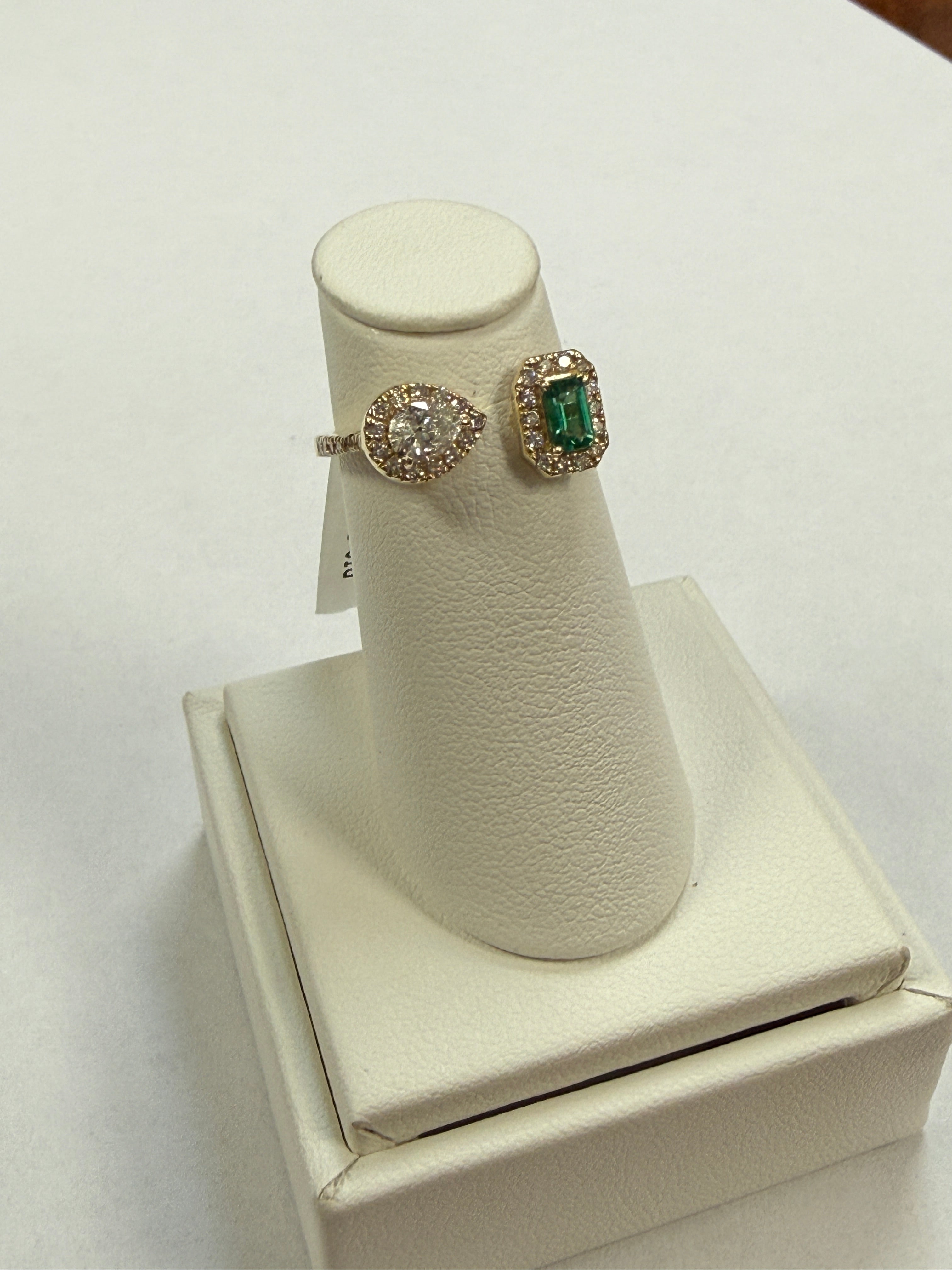 14K Diamond and Emerald Toi Et Moi Ring. FRG003750AYDE