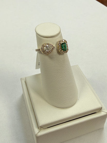 14K Diamond and Emerald Toi Et Moi Ring. FRG003750AYDE