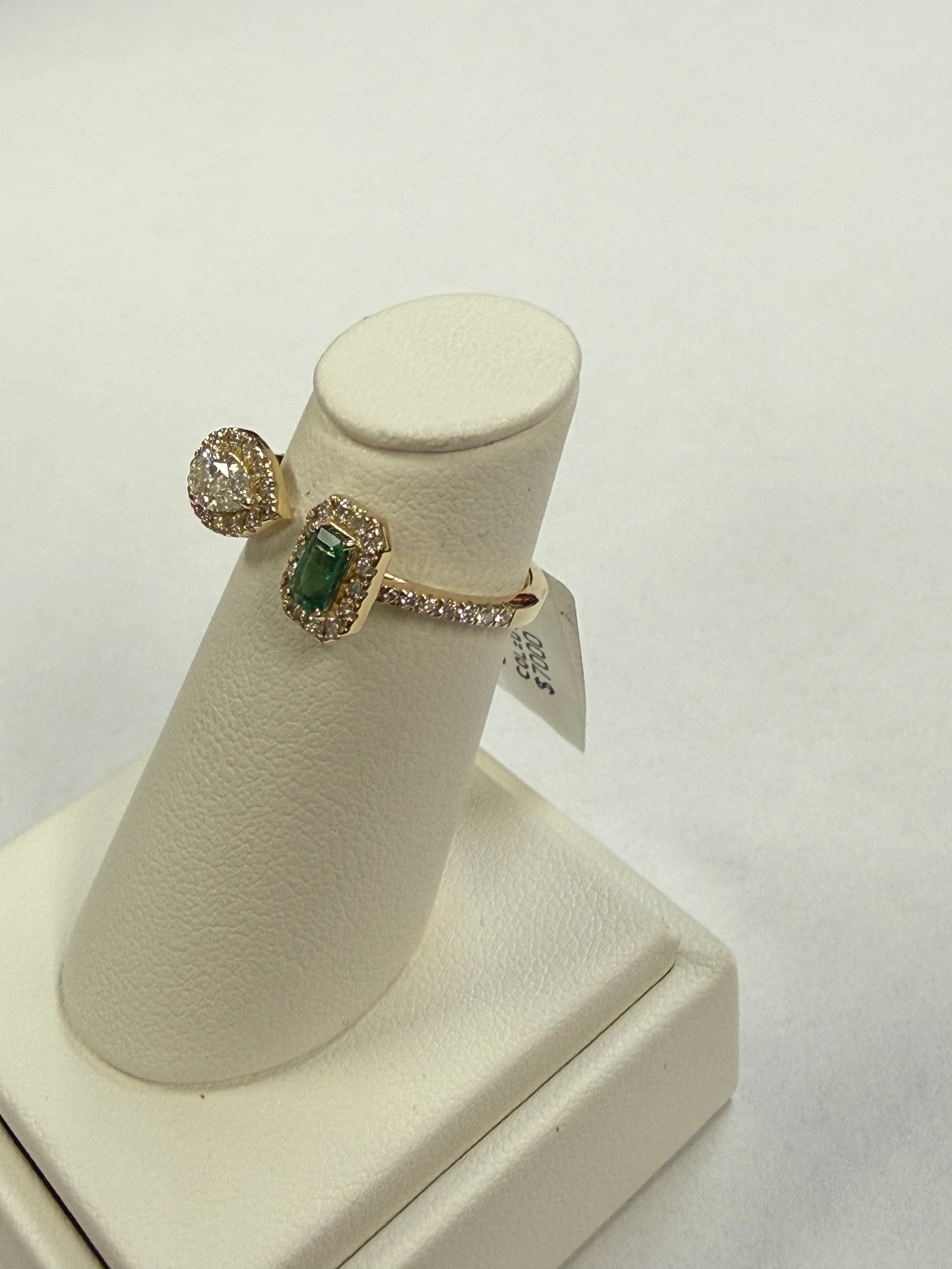 14K Diamond and Emerald Toi Et Moi Ring. FRG003750AYDE