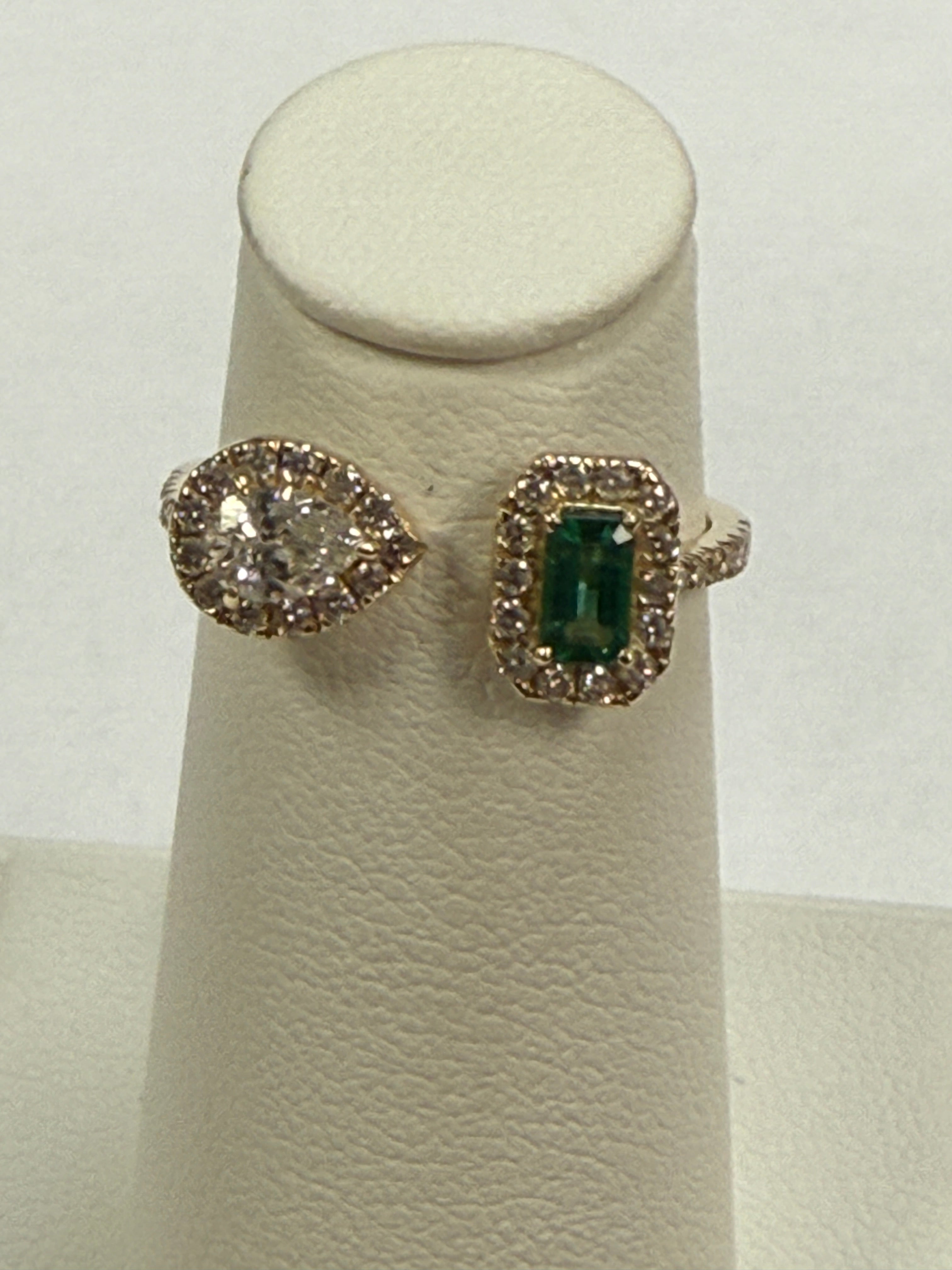 14K Diamond and Emerald Toi Et Moi Ring. FRG003750AYDE