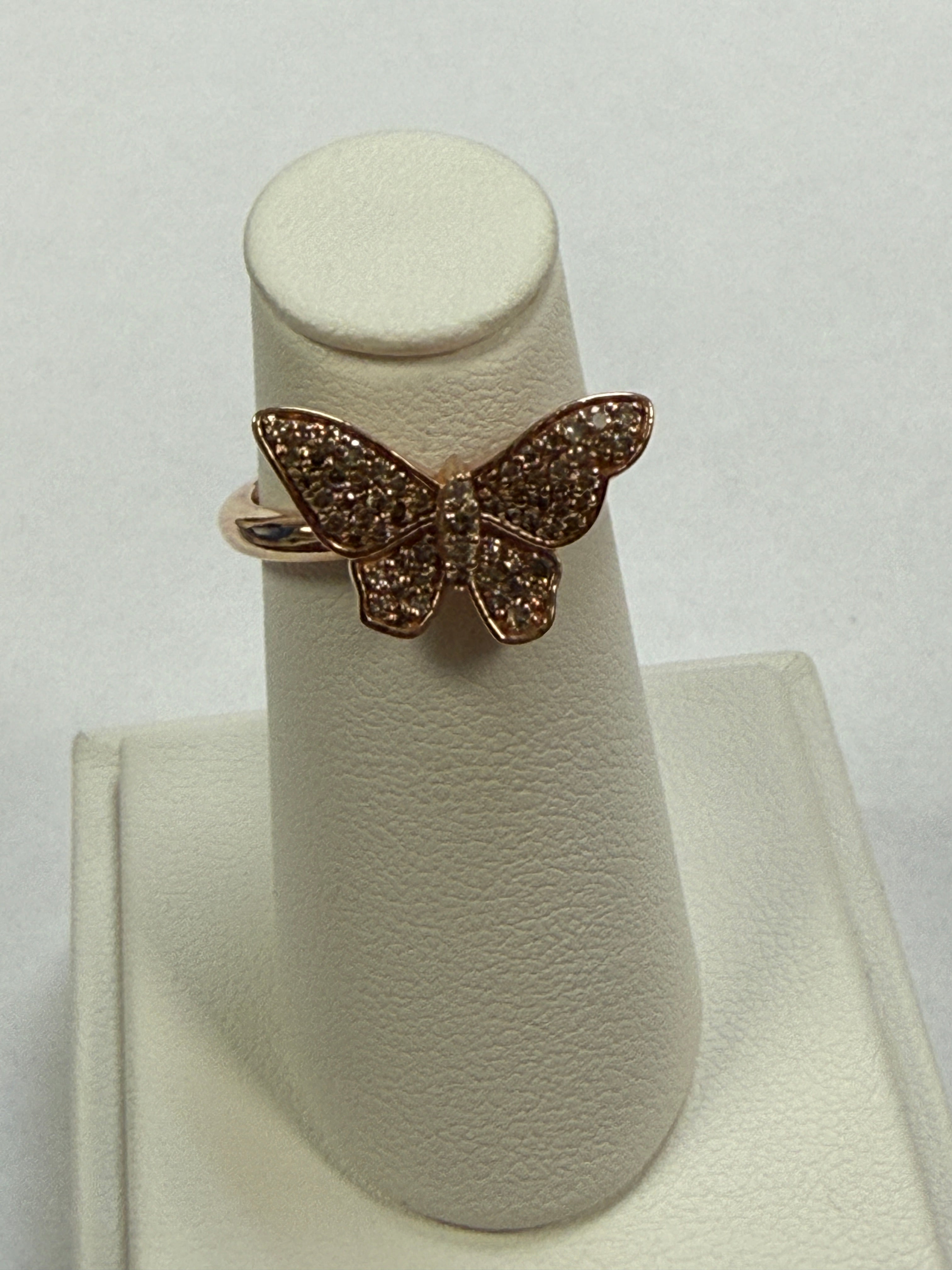 14K Rose Gold Butterfly Diamond Ring. FRG001661ARCD