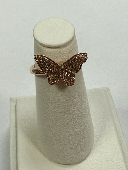 14K Rose Gold Butterfly Diamond Ring. FRG001661ARCD