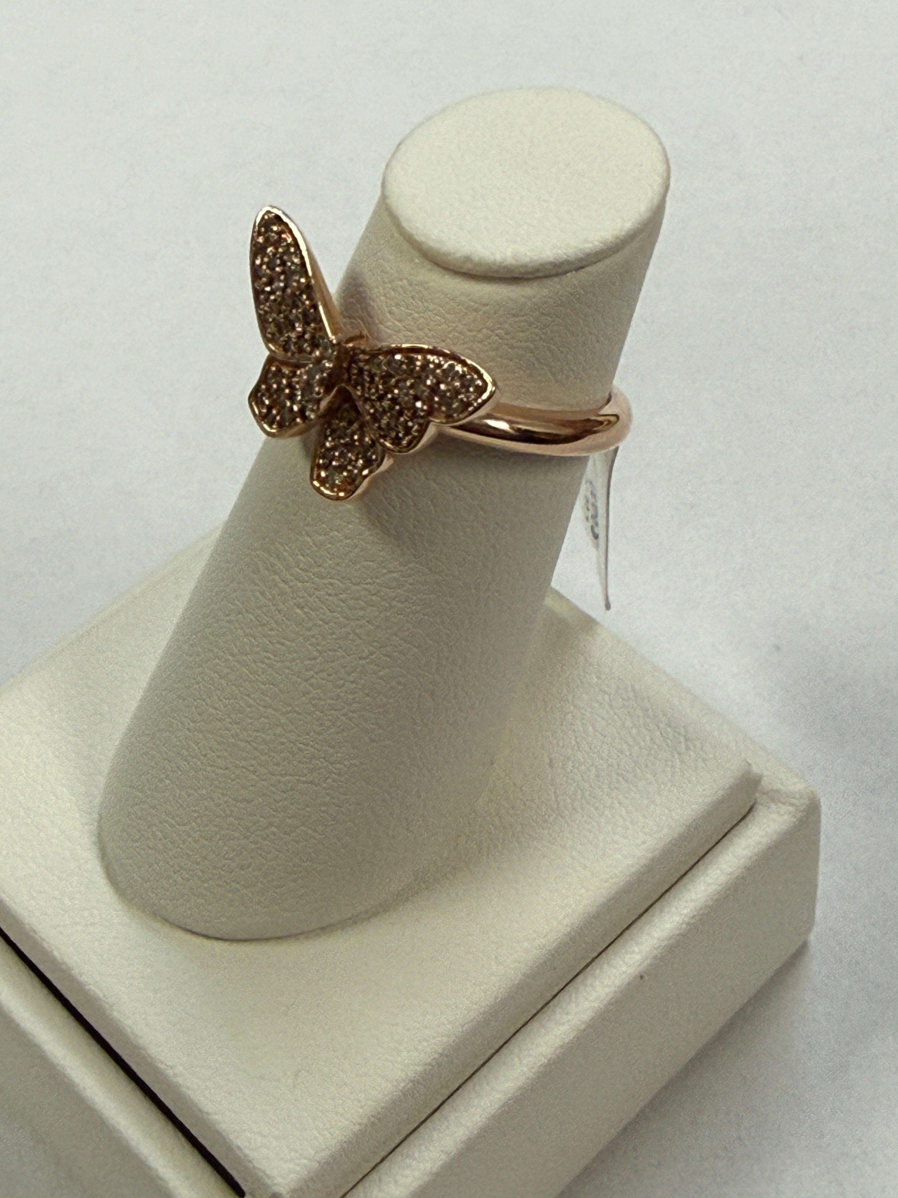 14K Rose Gold Butterfly Diamond Ring. FRG001661ARCD