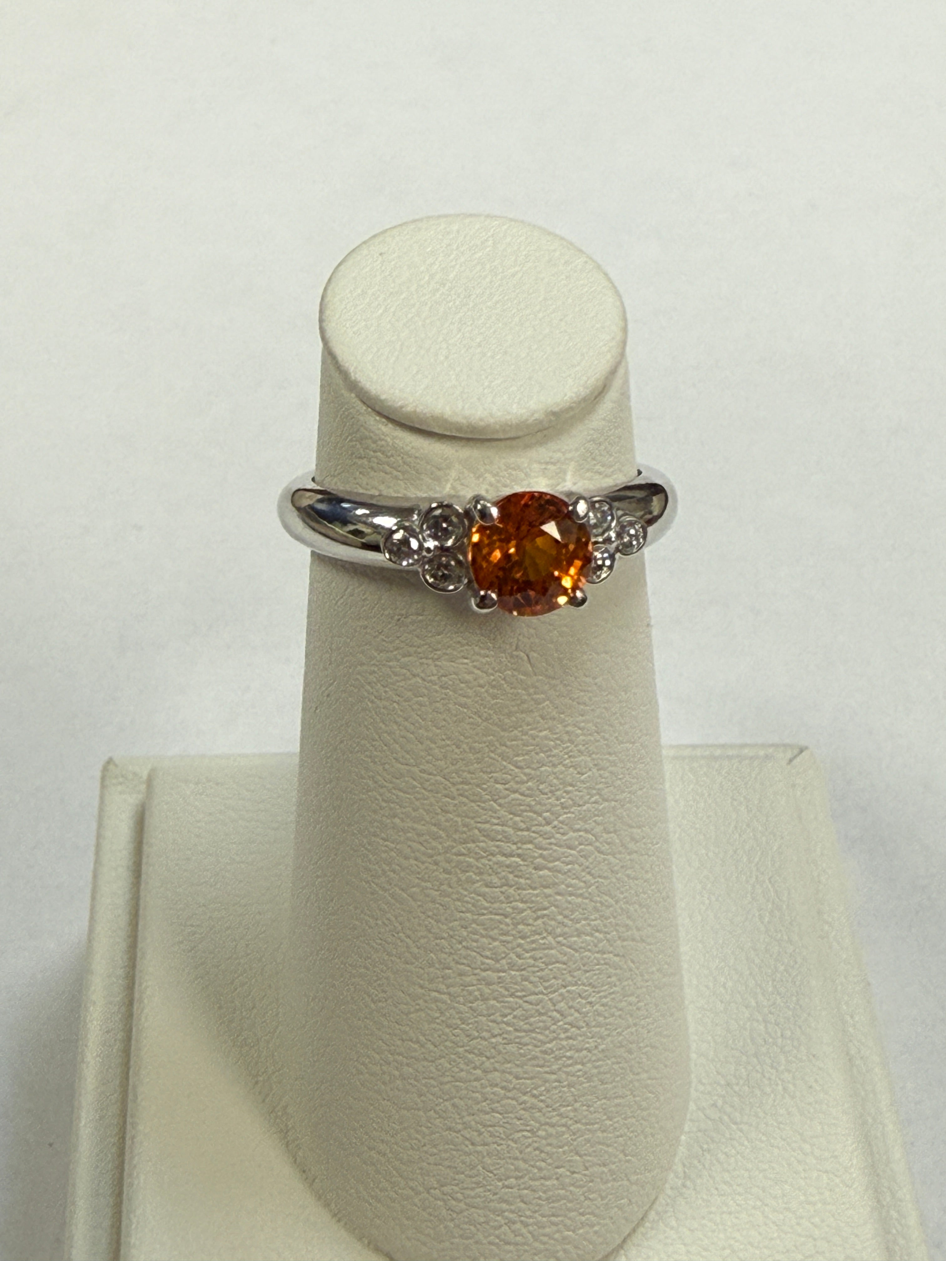 14K White Gold Diamond and Orange Sapphire Ring. FRG001983AWDOS