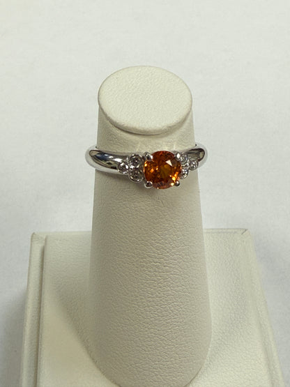 14K White Gold Diamond and Orange Sapphire Ring. FRG001983AWDOS