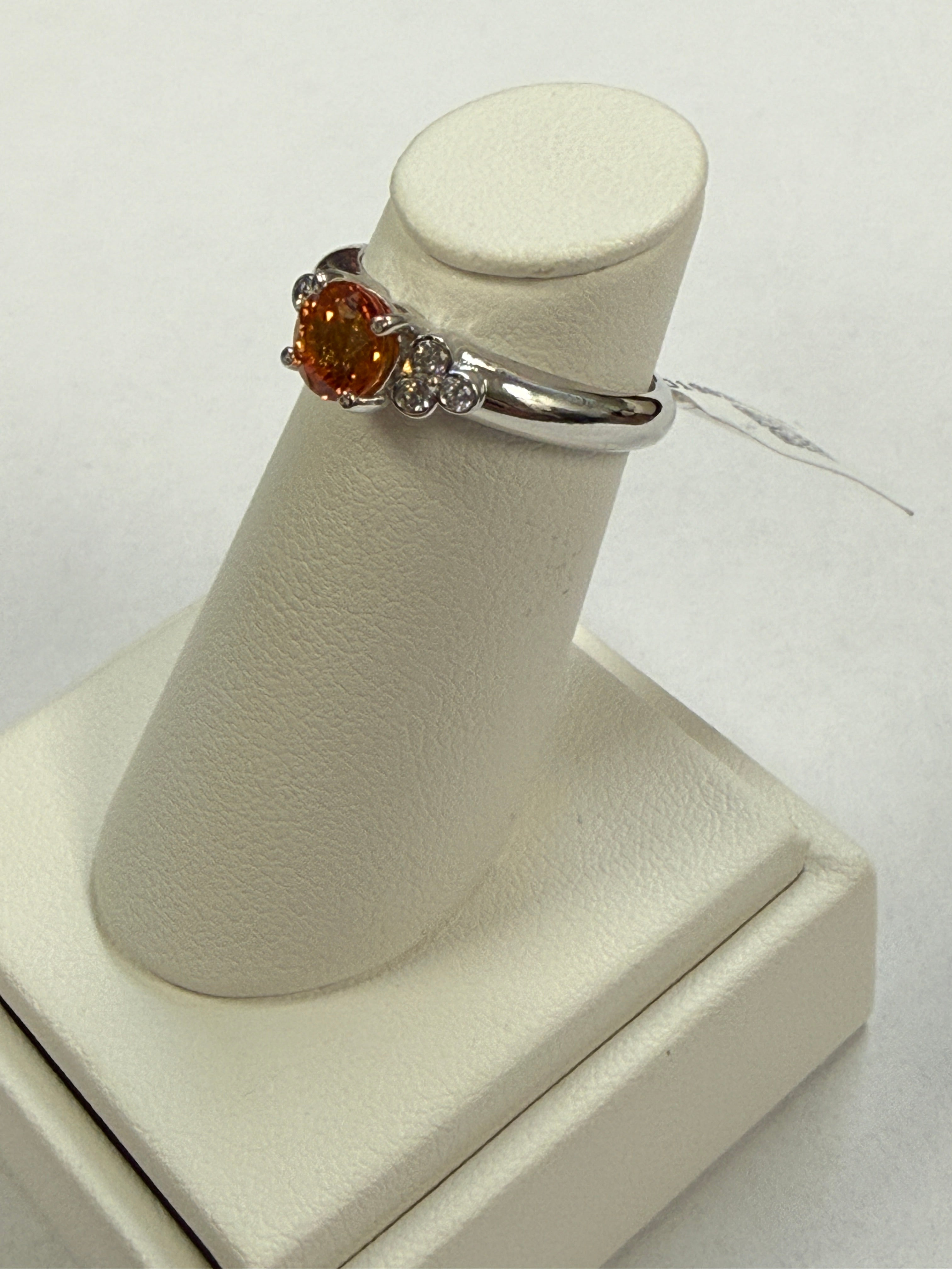 14K White Gold Diamond and Orange Sapphire Ring. FRG001983AWDOS