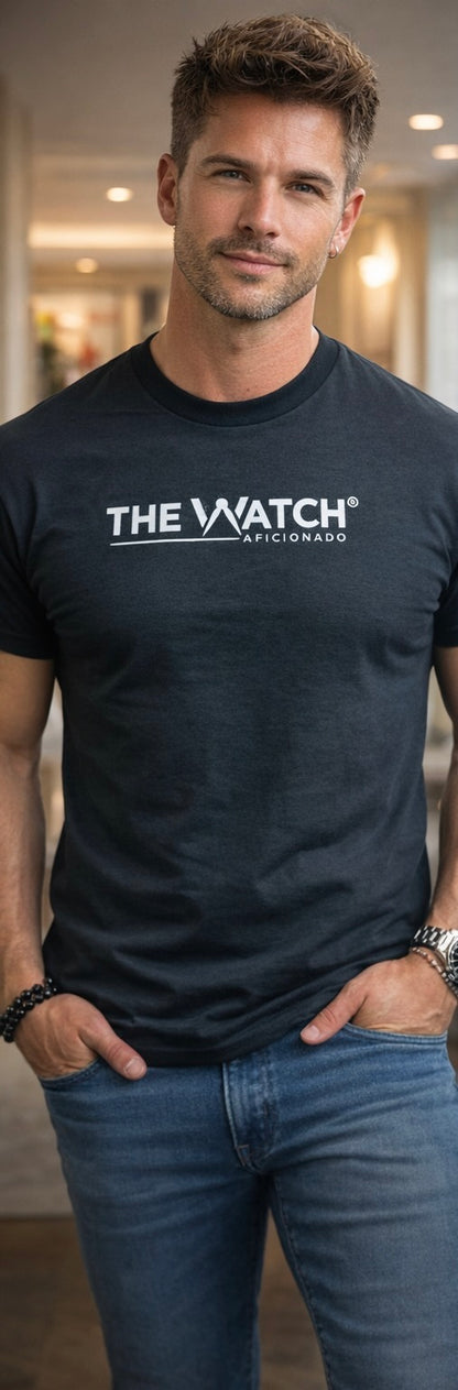 Limited edition Watch Aficionado black T-shirt made from 100% cotton Gildan shirt, created for charity with proceeds supporting tcsfa.org foundation
