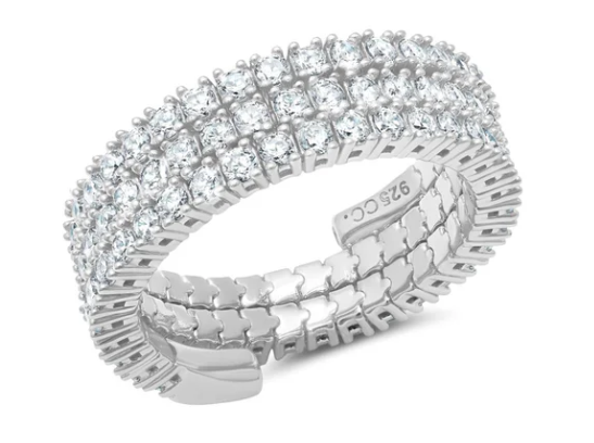 Crislu Triple Band Adjustable Ring Finished in Platinum 9012822RSMCZ