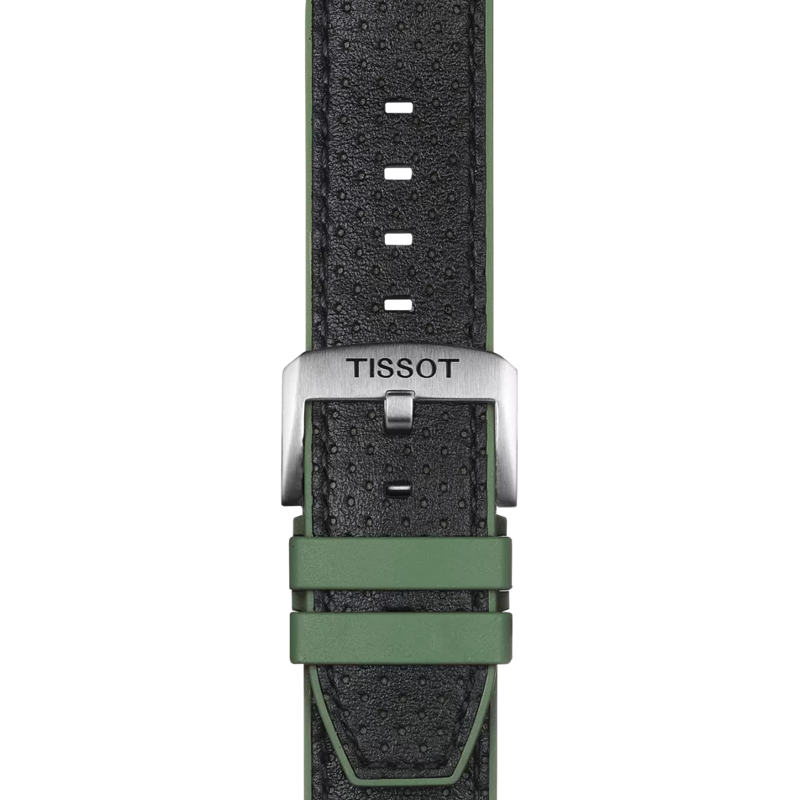 Tissot Official Green Leather and Rubber Strap Lugs 22 mm T852.046.787