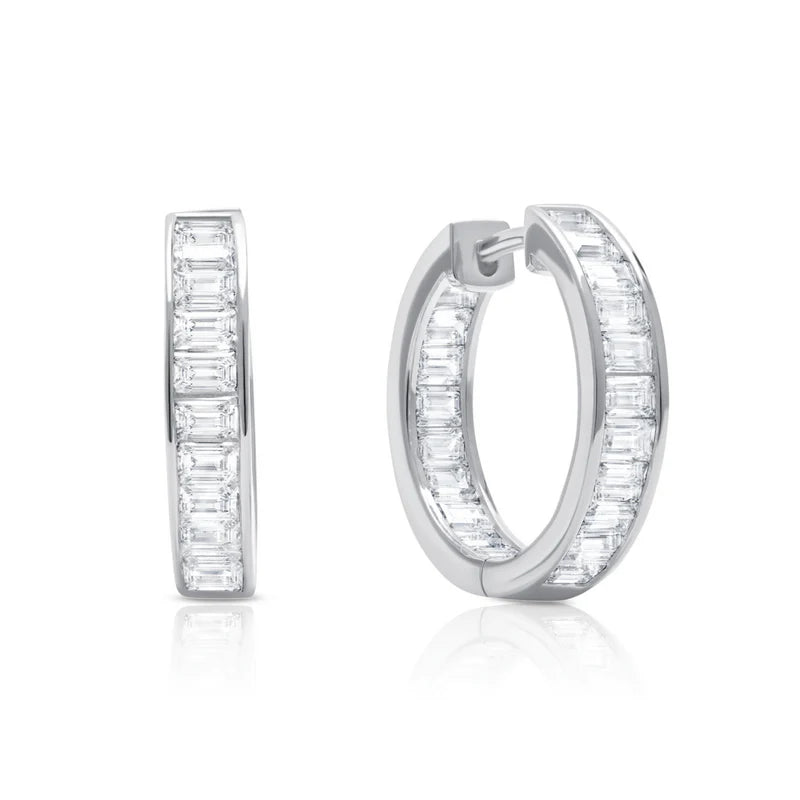 Crislu | Baguette Hoop Earrings in Platinum 9011640E00CZ