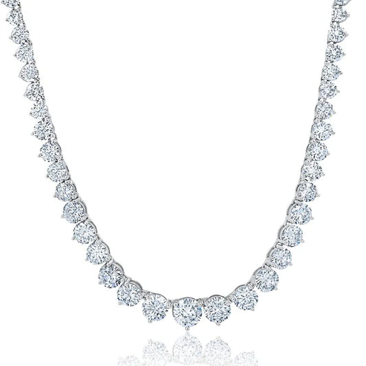 18.74cttw Classic Small Graduated Tennis Necklace Finished in Pure Platinum  9012320N16CZ