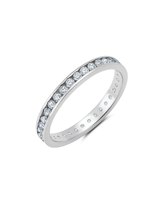 0.70cttw Clear Hand Set Cubic Zirconia Eternity Band Engagement Ring Finished In Pure Platinum 9012278R70CZ