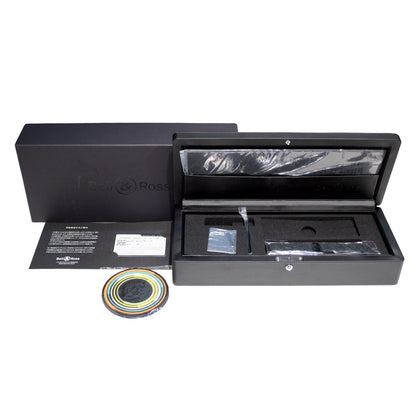 Preowned Bell & Ross BR-03 Chrono Multimeter 42mm black ceramic square watch with chronograph, rubber strap, and 100m water resistance