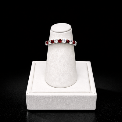 14k White Gold Diamond and Ruby Wedding Band |FRG001314AWDR