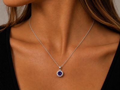 14K Gold Diamond and Amethyst Pendant | FPD003438AWDAM
