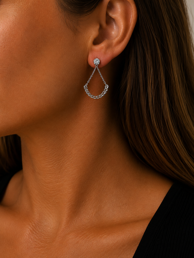 14K White Gold Diamond Cluster Earrings | 080294