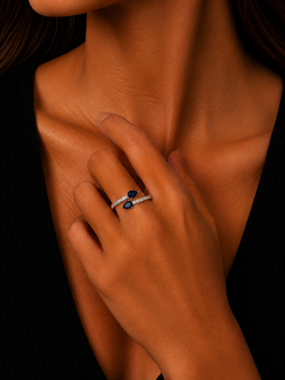 14K White Gold Diamond and Sapphire | FRG002918AWDBS