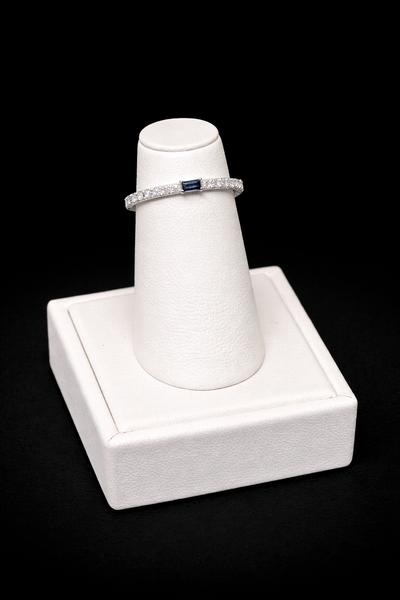 14K White Diamond and Sapphire Ring | FRG00215AWDBS