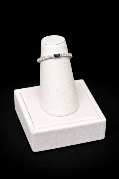 14K White Diamond and Sapphire Ring | FRG00215AWDBS